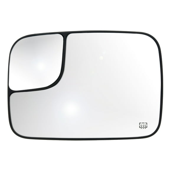 33300 - Fit System Driver Side Heated Mirror Glass w/ backing plate, Dodge Ram Pick-Up 1500, 2500, 3500 02-04, 7 3/ 16" x 10 1/ 4" x 11 1/ 16" 1/ 16", Driver Side (for OE towing Mirror, w/ blind spot)