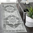 thumbnail image 1 of Twister.CK Machine Washable Runner Rug 2' x 6', Non Slip Backing Low Pile Rugs Boho Vintage Foldable Stain Resistant Indoor Carpet for Bedroom Living Room Playroom, Gray, 1 of 7