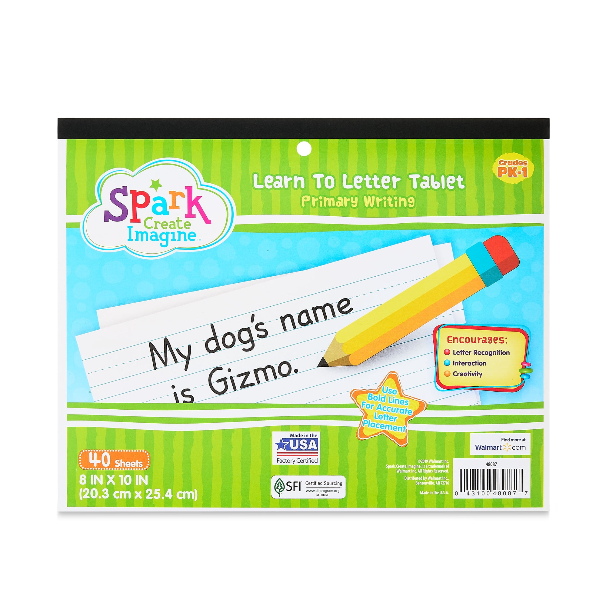 Spark Learn to Letter Writing Tablet, Grades PK-1 (48087)