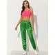 thumbnail image 3 of Pantalones cargo de satén sedoso Allegra K tiro alto elástico con cordón para mujer Verde brillante L, 3 of 6