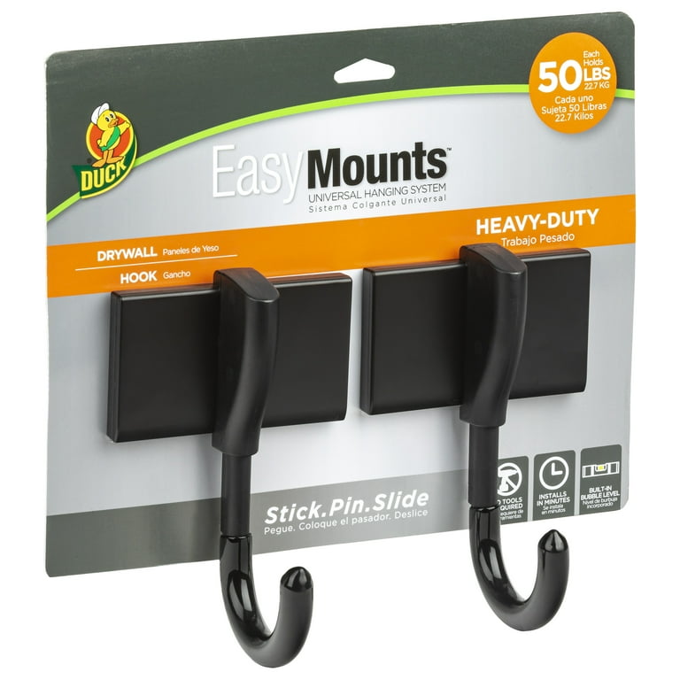 Duck EasyMounts Heavy-Duty Drywall Hooks, Black, in