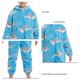 thumbnail image 4 of Pijamas de una pieza con estampado de patrones de animales de dibujos animados de Jammies con capucha para niños para uso doméstico, 4 of 5