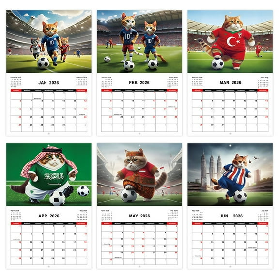 2026 Funny Soccer Cat Wall Calendar, 2026 Soccer Cat Lover's Calendar : Funny Desktop Calendar for Office, Home Decor, Secret Santa Gift