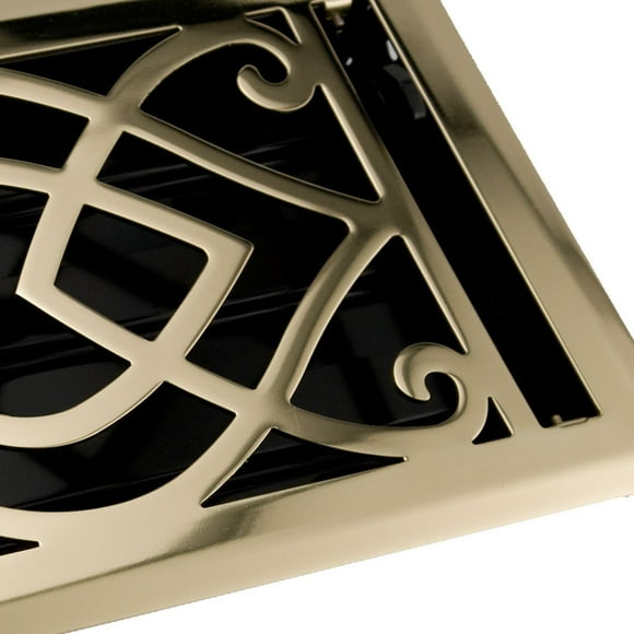 Naiture 2-1/4" x 10" Steel Floor Register Victorian Style Polished Brass Finish