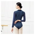 thumbnail image 3 of Ballet Leotards For Women Stand Collar Velvet Patchwork Mesh Leotard Ballerina Clothes Long Sleeve Bodysuit Swimwear Costume, 3 of 6