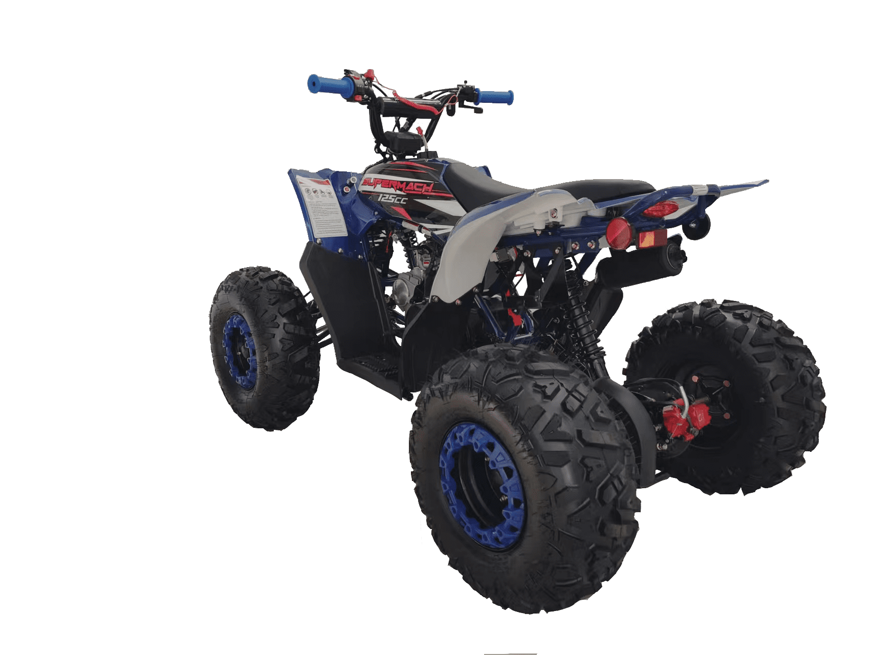 Supermach Upgraded 125cc ATV for Kids Youth ATV by  Cheetah ATV 125  gas 4 wheeler with Reverse and BIG Tires -  Red color