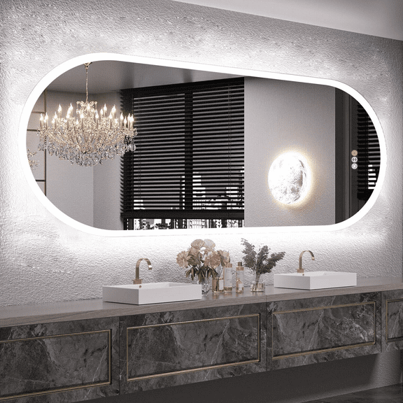 LUVODI 39.3” Large Oval LED Bathroom Mirror Backlit Anti Fog Smart Lighted Vanity Wall Mirror Horizontal/Vertical