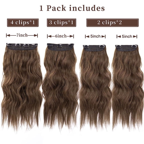 WEIF-4Pcs Synthetic Clip in Hair Extensions, 20 Inches Long Curly Hair Extensions Clip ins (Color:Medium Brown)