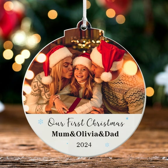 Personalized Photo Christmas Ornaments Custom Your Text DIY Xmas Tree Bauble Decoration