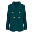 thumbnail image 5 of Otntypg Womens Casual Blazer Jacket Gold Button Double Breasted Long Sleeve Office Suit Jackets Work Outfits Lapel Open Front Jacket Mint Green XXL, 5 of 6