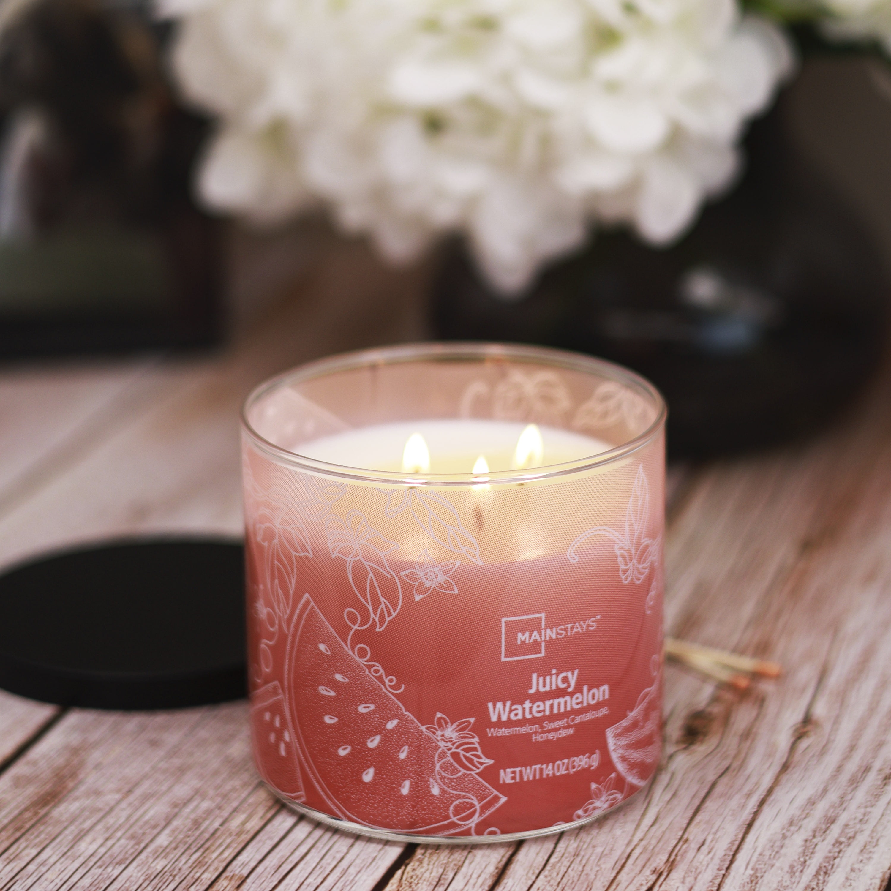 (4 pack) Mainstays 3-Wick Ombre Wrap Juicy Watermelon Candle, 14-Ounce