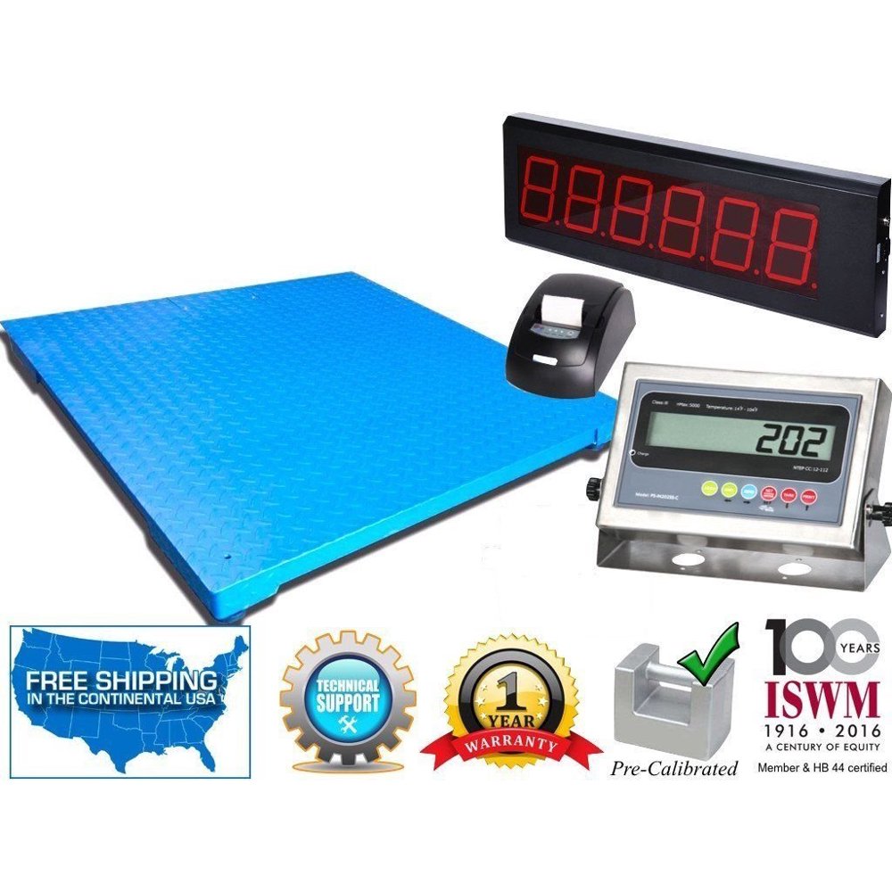 48" x 48" Industrial Floor Scale with Printer & Scoreboard l 10,000 lbs