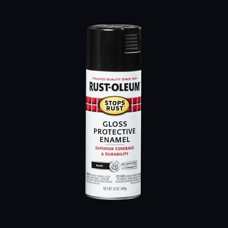 Black, Rust-Oleum Stops Rust Gloss Protective Enamel Spray Paint-7779830, 12 oz
