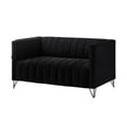 thumbnail image 6 of Home Design Kurtis Square Arm Loveseat with Tufted Velvet Upholstery and Gold Metal Legs, Flared Arms, Modern Living Room Seating, Black, 6 of 6
