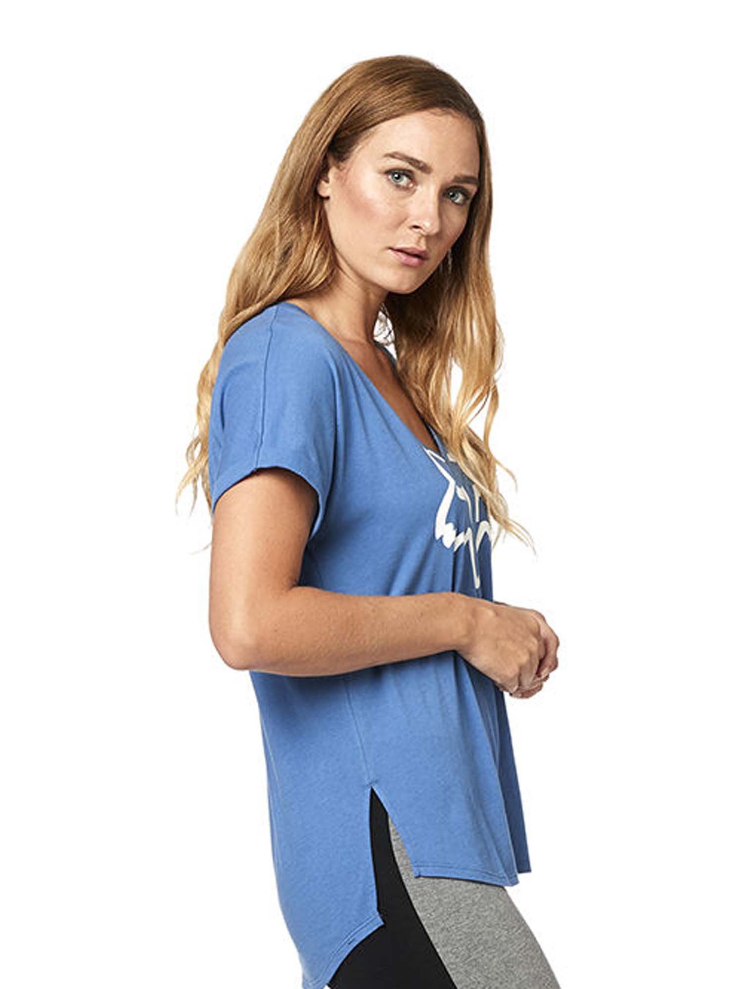 Fox Racing Womens Responded V-Neck Rl Shirts,Large,Blue//White