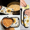 thumbnail image 5 of Yayeee Oven Mitts and Pot Holder Set of 4 Heat Resistant Kitchen Gloves Baking Hot Pad, White Watercolor Sunflowers, 5 of 5
