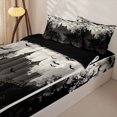 thumbnail image 3 of Feelyou Spooky Western Castle Zipper Queen Comforter Set with Fitted Sheet and 2 Pillowcases, Halloween Bat Tree Zipper Bedding Set, Black Gray, Black Reversible, 4pcs, 3 of 7