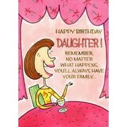 Designer Greetings Woman at Table Holding Coffee Cup Funny / Humorous Birthday Card for Daughter