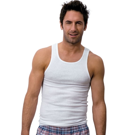 Mens Hanes 6 Pack Classics A-Shirt Undershirts - 7990P6 White Medium