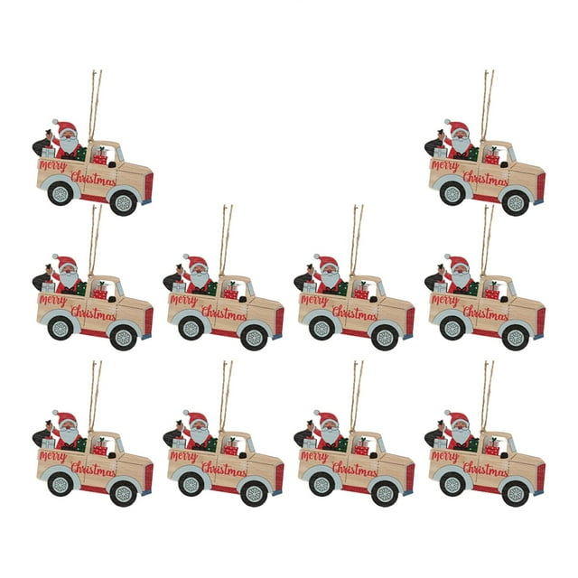 10 Unids Decoración de Navidad de Madera Colgante Adornos de Navidad Adornos Colgantes para Festival Árbol Decoración de Puerta de papá coche SM SunniMix colgante colgante