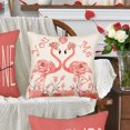 thumbnail image 4 of White and Pink Valentine''s Day Pillow Covers Forever Love Heart Trees Flamingo Rose Floral Hello Valentine Decorative Throw Pillow Cover 20x20 Inch Cotton Linen Cushion Cover for Sofa Couch, 4 of 6