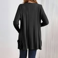 thumbnail image 6 of UJNDER Women's Long Sleeve Solid Color Knit Cardigan Mid Length Open Front Sweater Coat with Pockets for Fall Winter Casual Outfits Black L, 6 of 6