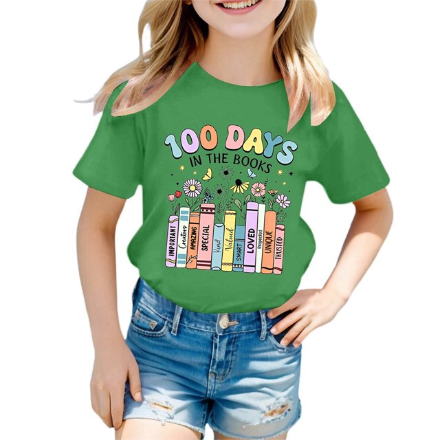 TZEWGL T-Shirts For Newborn Graphic Print Round Neck Loose Short Sleeve Top For Baby size 3-4T