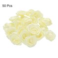 thumbnail image 3 of Uxcell 50pcs 3cm Ribbon Roses for Crafts Artificial Fabric Flowers, Light Yellow, 3 of 5