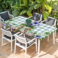 thumbnail image 2 of Spring Easter Table Cloths for 4 Foot Rectangle Tables, Purple Floral Summer Botanical Teal Plaid Patio Waterproof Elastic Fitted Tablecloths, Washable Rectangular Table Cover for Camping, 2 of 8