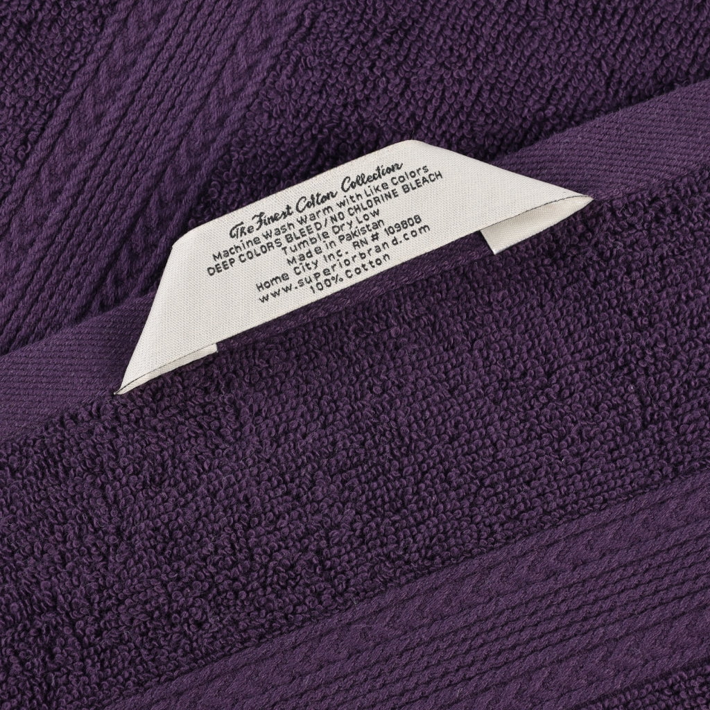Superior Eco-Friendly Cotton Solid 12-Piece Eggplant Towel Set