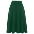 thumbnail image 4 of YUEJUIR Skirts For Women Trendy Summer Simple Comfy Basic Solid Color Stretch A Line Flared Knee Length Skirt Flowy Skirt Linen Skirts For Women (Green,XL), 4 of 4