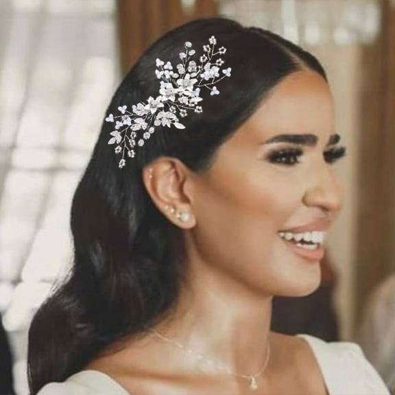 Flower Bride Wedding Hair Comb Silver Rhinestones Hair Side Comb Bridal Hair Clips Hair Accessories for Women and Girls