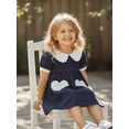 thumbnail image 5 of BemeyourBBs Kids Toddler Baby Girls Valentines Day Outfit Red Heart Spring Dress Short Sleeve Doll Collar Heart Print Princess Dress, 5 of 9