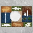 thumbnail image 2 of Vinatge Bear Table Place Mats Deer Hunting Placemats Rustic Cabin Country Fish Washable Fabric Decoration Table Mats Placemat Breathable Rabbit Plaid Blue Table Mats for Kitchen Decor 18"x12", 2 of 4