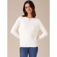 thumbnail image 2 of DARING DIVA Women's Boat Neck Long Sleeve Ribbed Sweaters S Beige, 2 of 5