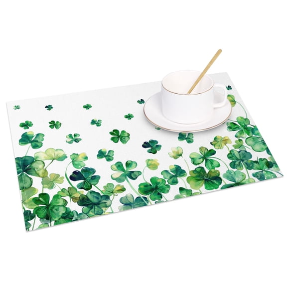 SUNOLIFE Clover Shamrock Placemat Set of 4 St Patrick's Day Place Mats for Dining Table Decor