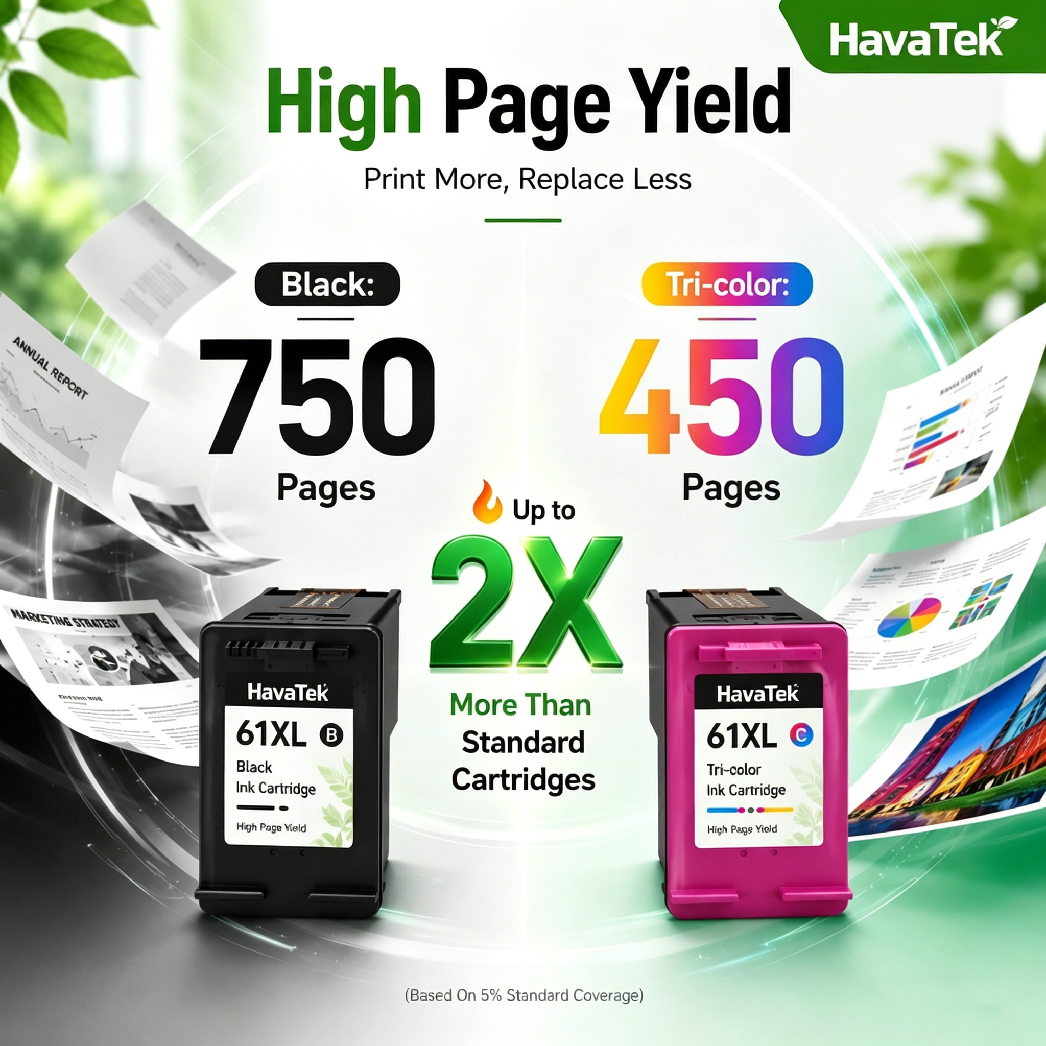 61 Ink Cartridges Compatible for HP 61XL Printer Ink Combo Pack for Officejet 4635 4636 Envy 4500 5530 Deskjet 2548 3512 (Black/Tri-color)