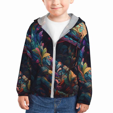

Lukts Colorful Patterned Snake Print Children s Long-Sleeved Sun Protection Clothing Hooded Sweatshirts for Boys and Girls Outdoor Sports-5 Years
