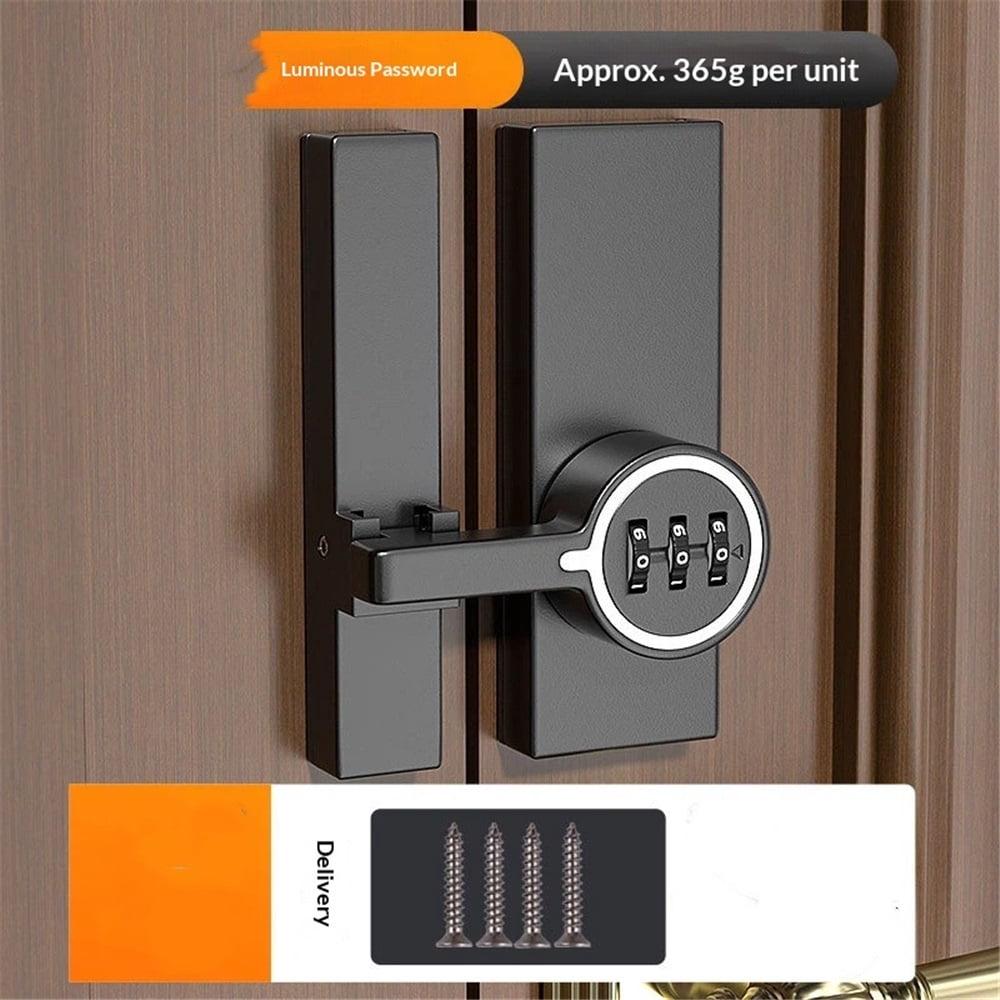 Keyless Password Barn Door Lock, 180 Degree Cabinet Lock with 3-Digit Combination, Sliding Flip Door Latch with Screws for Gate, Closet, Shed, Pantry, Bedroom (Luminous-1pc)