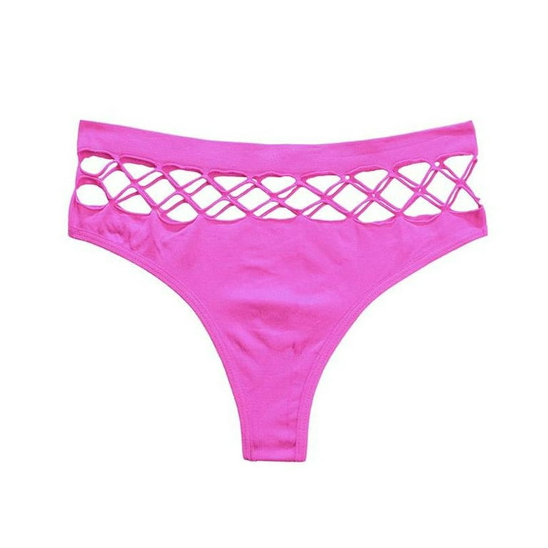 Qcmgmg Ladies Panties Low Rise Seamless Hollow Out Briefs for Women Hot  Pink XL