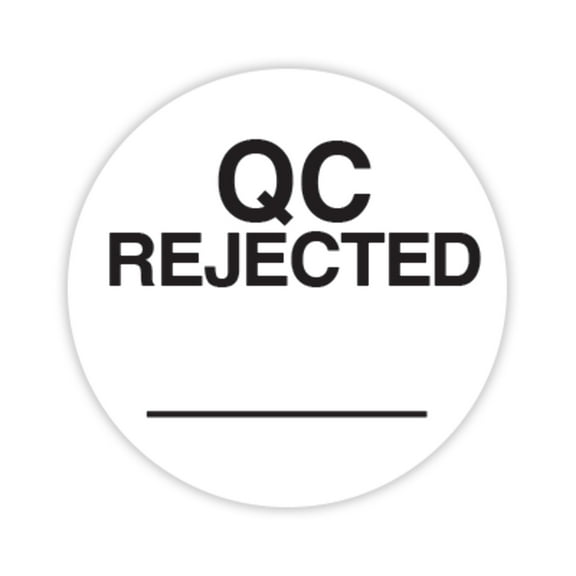 3/4" Permanent Round, Color-Code Imprinted "QC Rejected" Quality Control Labels: 500/PACK
