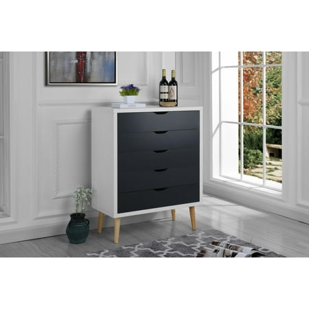 Modern Chest Drawers Entryway Decor With 5 Drawers White Dark