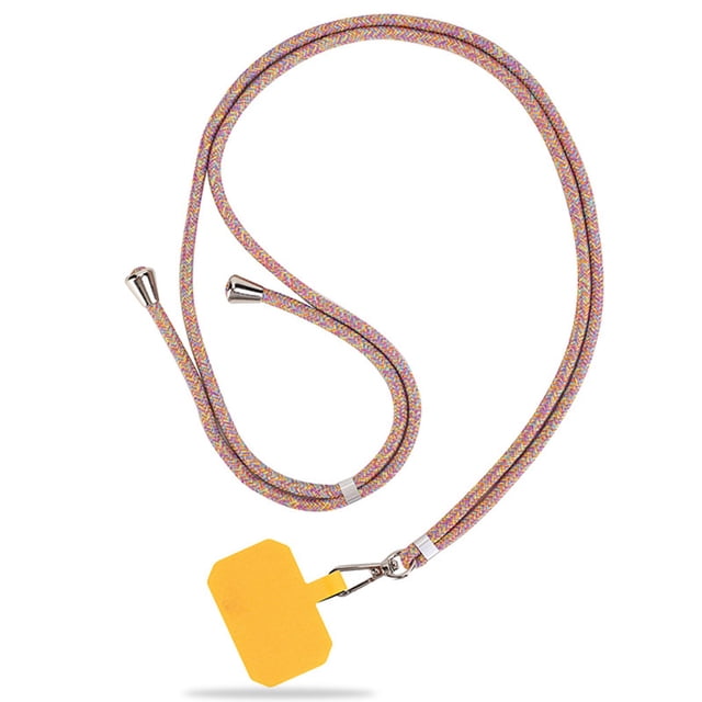Cuerda universal para el cuello del teléfono móvil Hebilla a presión de metal ajustable Cordón con soporte antipérdida con tarjeta adhesiva Viajes al aire libre Senderismo Arco iris amarillo Yello tholdsy EL005430-05