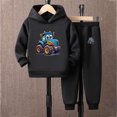 thumbnail image 2 of Karoyedx Baby Clothes Toddler Kids Boys Outfit Set Cartoon Print Long Sleeve Hoodie With Jogger Pants 2Pcs Casual Loose Soft Fall Winter Clothing Set Black Size,7-8 Years, 2 of 4