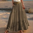 thumbnail image 4 of Ygbgbb Women's 2026 Summer Casual Maxi Skirt High Waisted Boho Flowy A-Line Skirt with Belt Fashion Solid Long Skirt for Beach Party and Everyday Wear Coffee S, 4 of 6