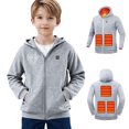 thumbnail image 2 of ATOGUTA Heated Hoodie for Boys Lightweight Electric Heating Hooded Sweatshirt Winter Outdoor Warm Jacket with No Battery Size 4T-13 Gray, 2 of 6