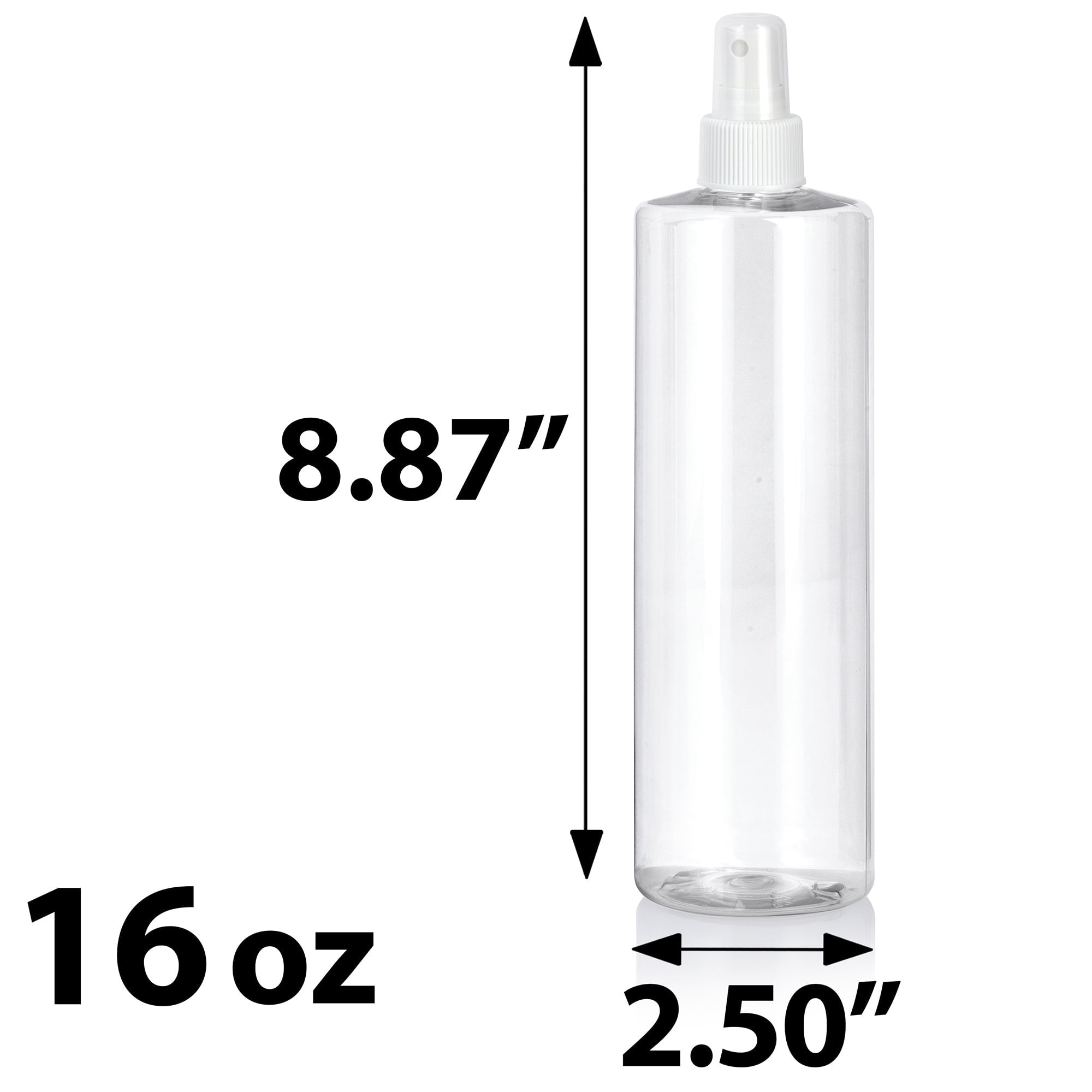 8 oz / 250 ml Clear PET (BPA Free) Plastic Oblong Flask Style Refillable  Bottle with White Caps (8 pack)