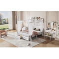 thumbnail image 5 of Queen Size Metal Canopy Platform Bed with Upholstered Headboard and Two Storage Drawers, White, 5 of 9