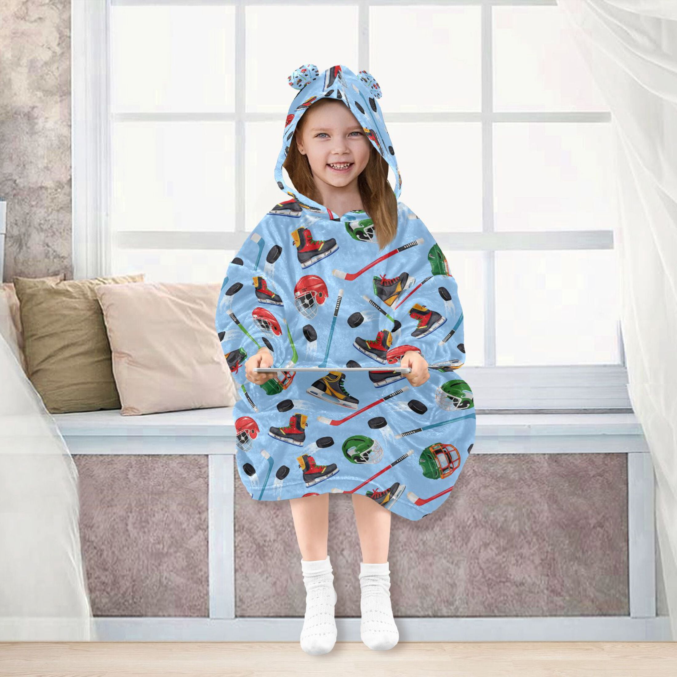 joogoo Wearable Blanket Hockey Player Items Hoodie for Oversized Sherpa Hooded 3-14 YR M