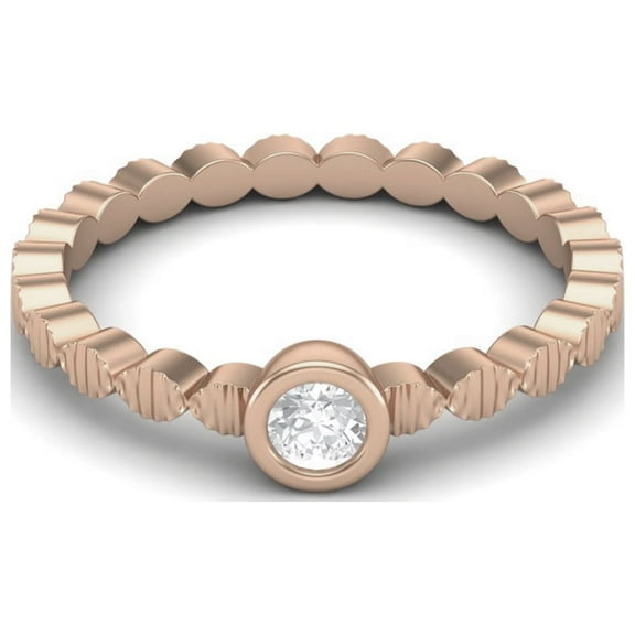 Mooneye 0.10 Ct Round Moissanite Diamond 925 Sterling Silver Rose Vermeil Solitaire Women Gift Ring